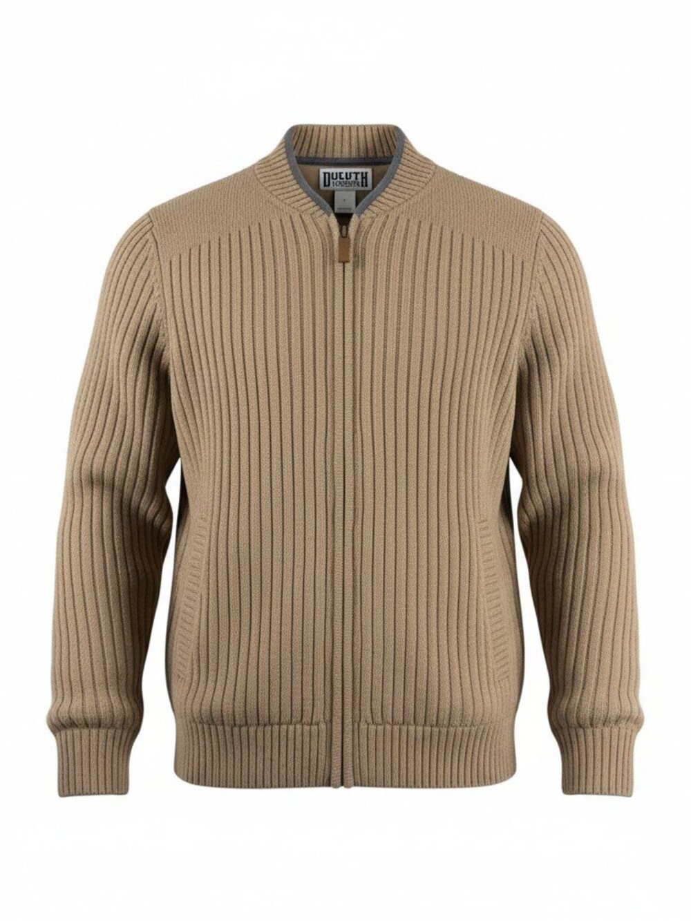Duluth Trading Shetland Wool Windproof Zip Sweater Mens Size L SLIM FIT Beige